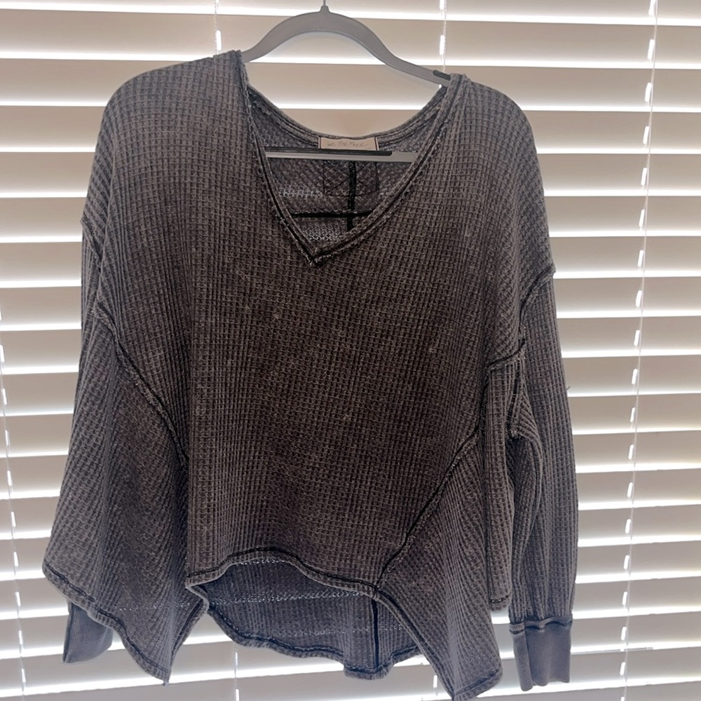 FREE PEOPLE WAFFLE LONG SLEEVE FLOWY